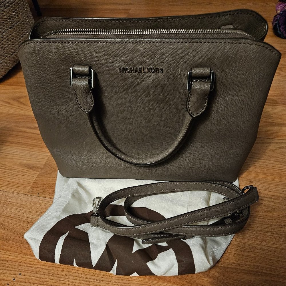 Michael Kors Savannah Saffiano Leather Medium Satchel Cinder